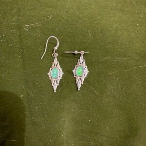 Elegant Silver and Green Dangle Earrings